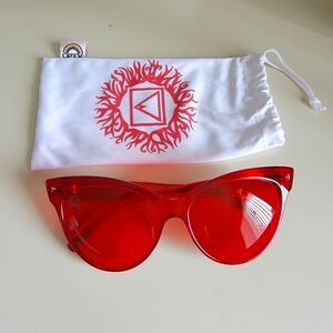 Color Therapy Rainbow OPTX Red Cat Eye Translucent Sunglasses Root Chakra NWOT